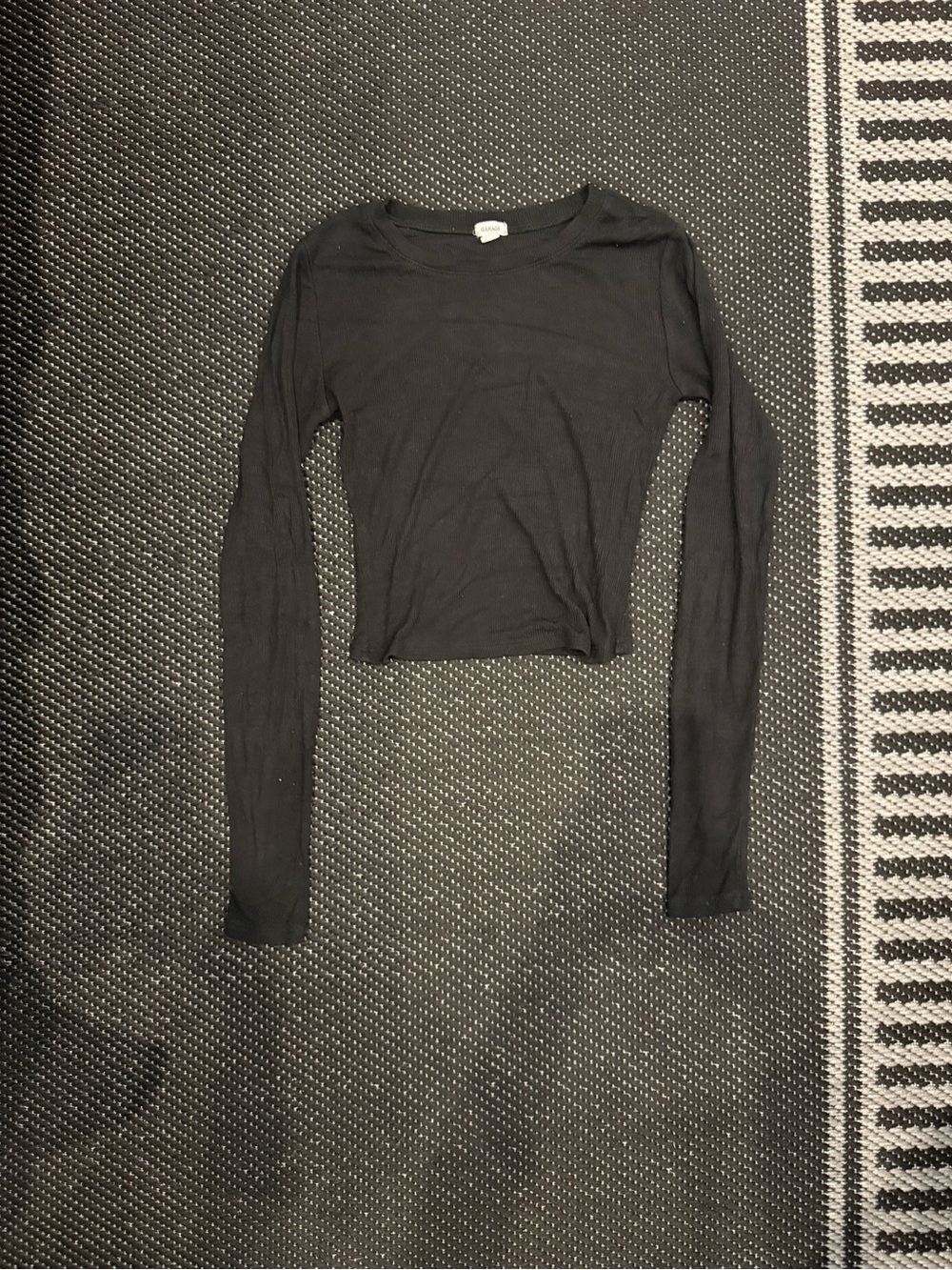 Garage Black Long Sleeve Crewneck Top